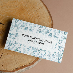 Eleganter pastellblauer Vintager Schmetterling Visitenkarte