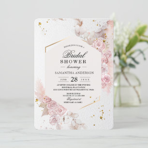Eleganter Pastellrosa Blumenrahmen Extravagant Einladung