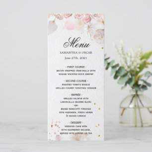 Eleganter Pastellrosa Blumenrahmen Extravagant Menükarte