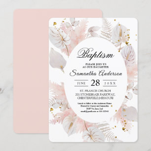 Eleganter Pastellrosa Blütenrahmen und Goldtropfen Einladung