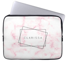 eleganter, pastellrosa und weißer Marmor aus Imita Laptopschutzhülle