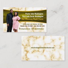 Eleganter Pastor und First Lady Marble Foto Church Visitenkarte