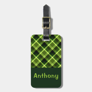 Eleganter Pea Green Kariert Monogram Gepäckanhänge Gepäckanhänger