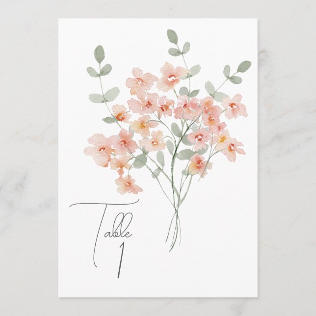 Eleganter Peach & Green Aquarell Programm (Rückseite)