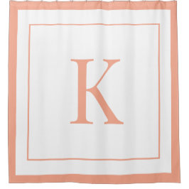 Eleganter Peach White Script Monogram Letter Duschvorhang