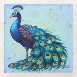 Eleganter Peacock Design Glass Untersetzer