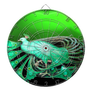 ELEGANTER PEACOCK IN EMERALD GREEN DARTSCHEIBE