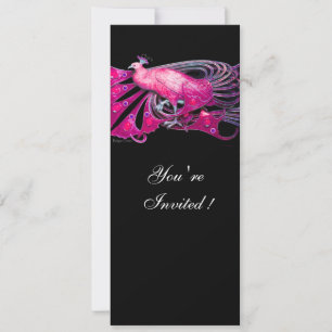 ELEGANTER PEACOCK IN FUCHSIA, PINK UND SCHWARZ EINLADUNG