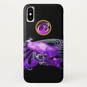ELEGANTER PEACOCK IN LILA, AMETHYST MONOGRAMM Case-Mate iPhone HÜLLE