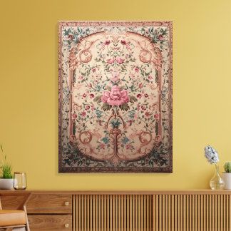 Eleganter persischer Blumen-Teppich auf gespanntem Leinwanddruck