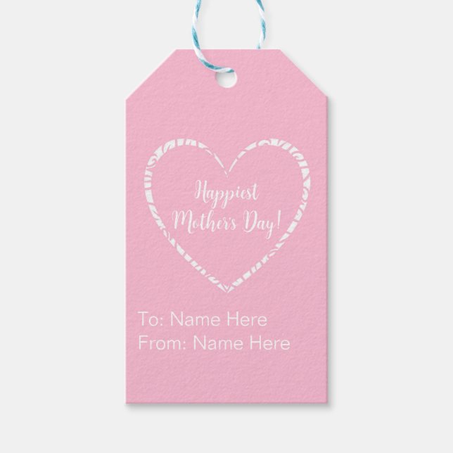 Eleganter Personalisiert rosafarbener Muttertag Geschenkanhänger (Vorderseite)