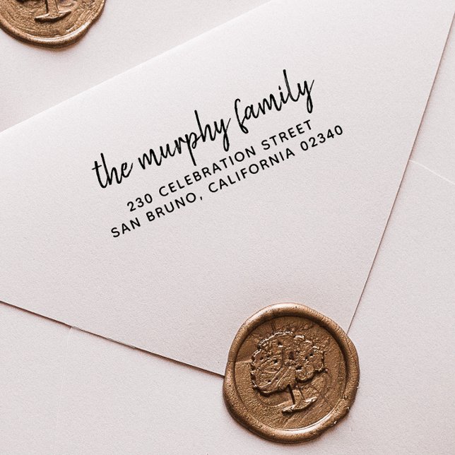 Eleganter Personalisierter Familienname und Rückse Permastempel (Rubber Stamp Mock-up)