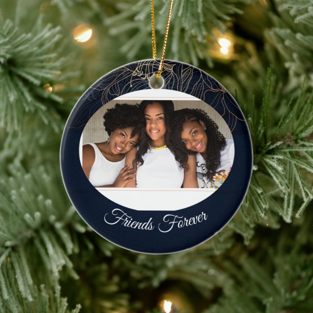 Eleganter personalisierter Freundschaftstag Keramik Ornament (Baum)