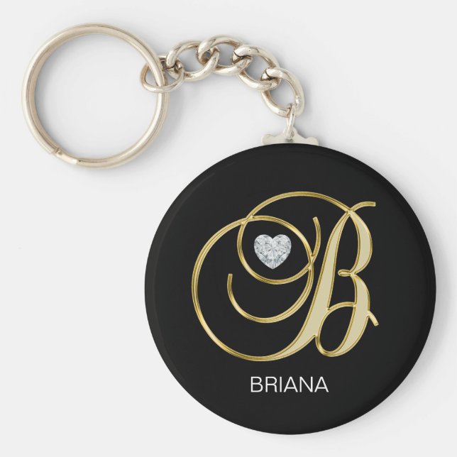 Eleganter Personalisierter Goldbrief B Schlüsselanhänger (Vorne)