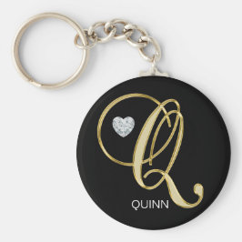 Eleganter Personalisierter Goldbrief Q Schlüsselanhänger
