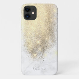 Eleganter personalisierter Goldmarmor-Glitzer Case-Mate iPhone Hülle