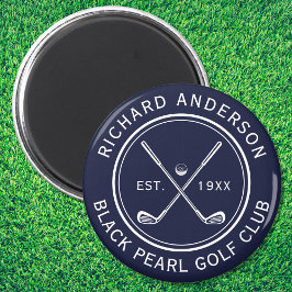Eleganter Personalisierter Golfclub Name Navy Blue Magnet