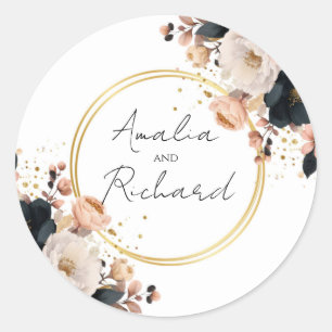 Eleganter personalisierter Hochzeitsaufkleber mit Runder Aufkleber