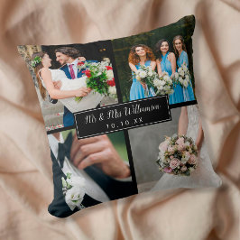 Eleganter Personalisierter Hochzeitstag FotoCollag Kissen