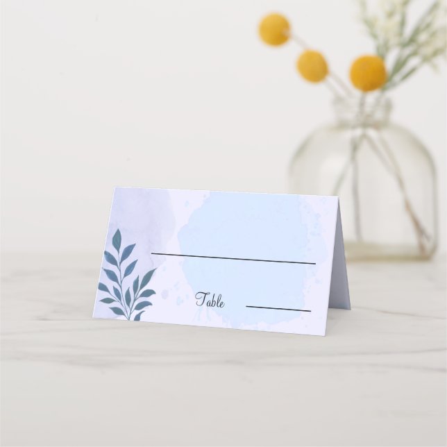 Eleganter Personalisierter Hochzeitstisch für blau Platzkarte (Vorderseite)
