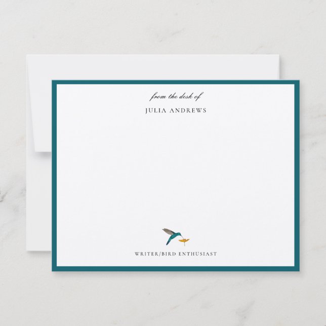 Eleganter personalisierter Kolibri Mitteilungskarte (Vorderseite)