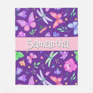 Eleganter personalisierter lila Schmetterling-Libe Fleecedecke