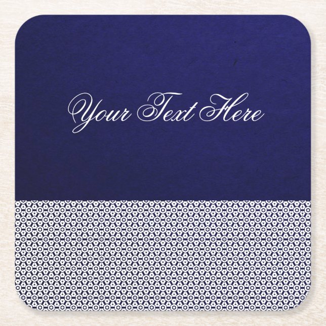 Eleganter personalisierter Marineblau Rechteckiger Pappuntersetzer (Vorderseite)