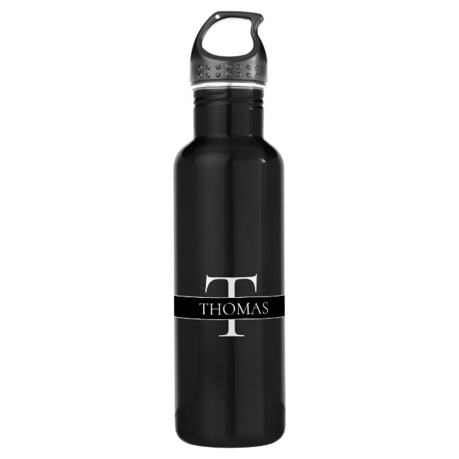 Eleganter Personalisierter Mit Monogramm Individue Edelstahlflasche (Vorderseite)