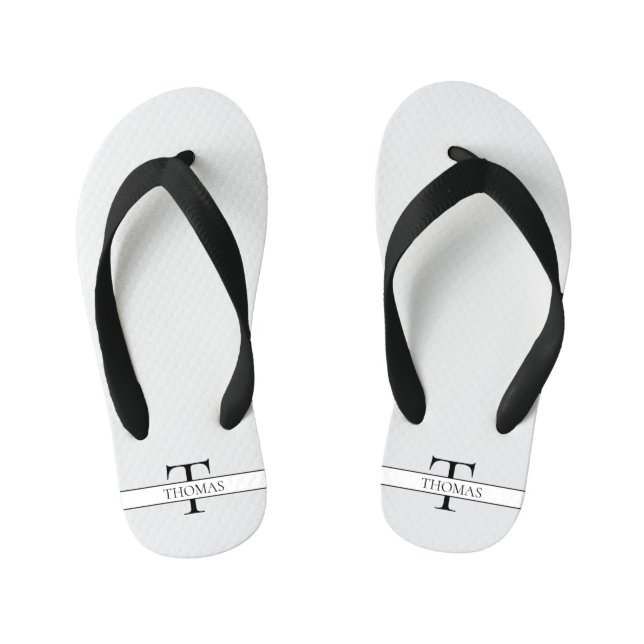 Eleganter Personalisierter Mit Monogramm Individue Kinderbadesandalen (Fußbett)