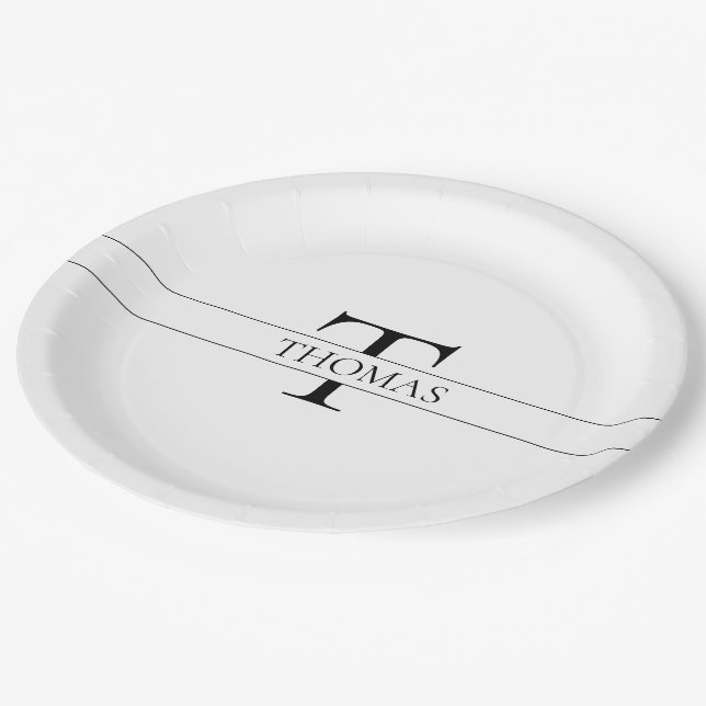 Eleganter Personalisierter Mit Monogramm Individue Pappteller (Schrägansicht)