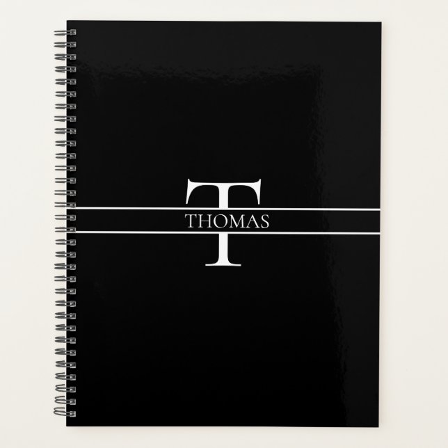 Eleganter Personalisierter Mit Monogramm Individue Planer (Vorderseite)
