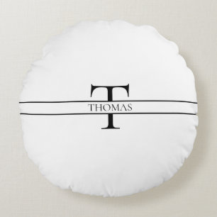 Eleganter Personalisierter Mit Monogramm Individue Rundes Kissen