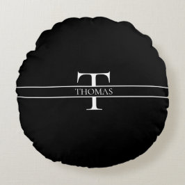 Eleganter Personalisierter Mit Monogramm Individue Rundes Kissen