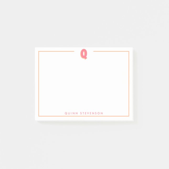 Eleganter personalisierter Monogramm-3D-Buchstabe  Post-it Klebezettel (Vorderseite)