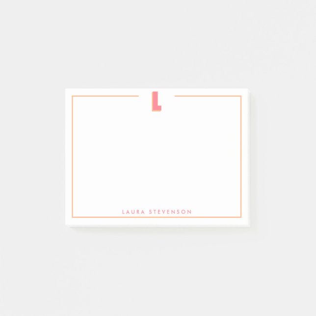 Eleganter personalisierter Monogramm-3D-Buchstabe  Post-it Klebezettel (Vorderseite)