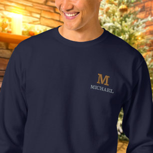 Eleganter personalisierter Monogramm-Name Besticktes Sweatshirt