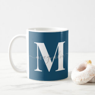 Eleganter personalisierter Monogramm Teal-Initial Kaffeetasse