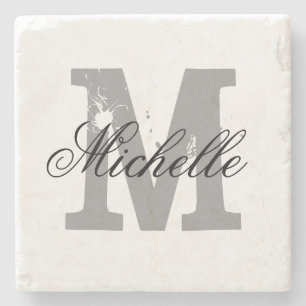 Eleganter personalisierter Monogramm-Untersetzer Steinuntersetzer