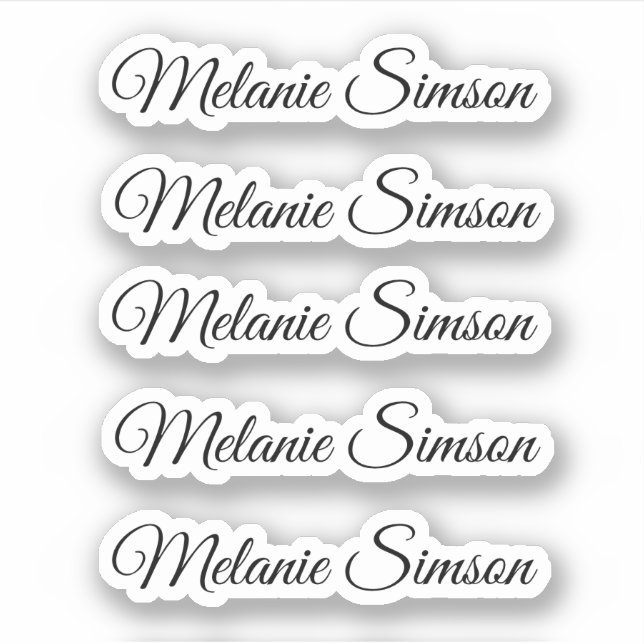 Eleganter personalisierter Name eines schwarzen wh Aufkleber (Vorderseite)