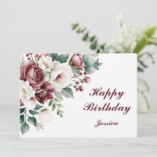 Eleganter personalisierter Name floral Jessica Dankeskarte