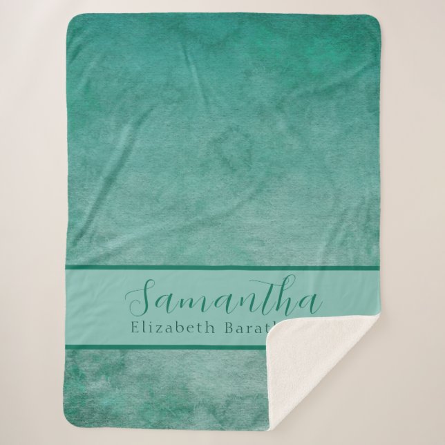 Eleganter Personalisierter Name für grünes Wasser Sherpadecke (Vorderseite)