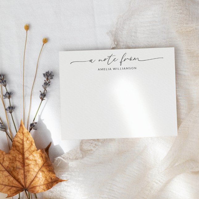 Eleganter Personalisierter Name für schwarze Skrip Mitteilungskarte (Von Creator hochgeladen)