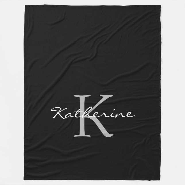 Eleganter Personalisierter Name für Schwarzes Skri Fleecedecke (Vorderseite)