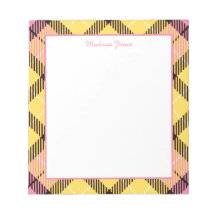 Eleganter Personalisierter Name Gelb Rosa Tartan R
