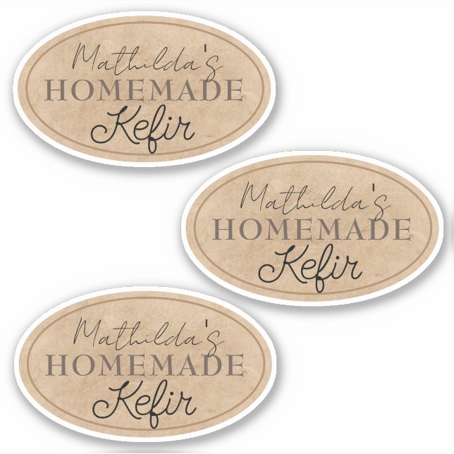 Eleganter Personalisierter Name, hausgemachte Kefi Aufkleber (Vorderseite)