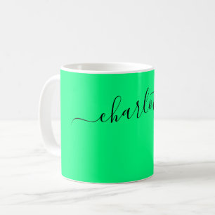 Eleganter personalisierter Name in Frühlingsgrün Kaffeetasse