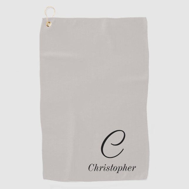 Eleganter Personalisierter Name und erstes Golfhan Golfhandtuch (Vorderseite)