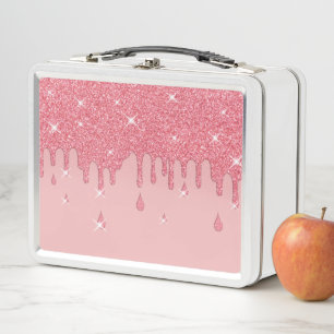 Eleganter personalisierter rosa Glitter-Effekt Fun Metall Brotdose