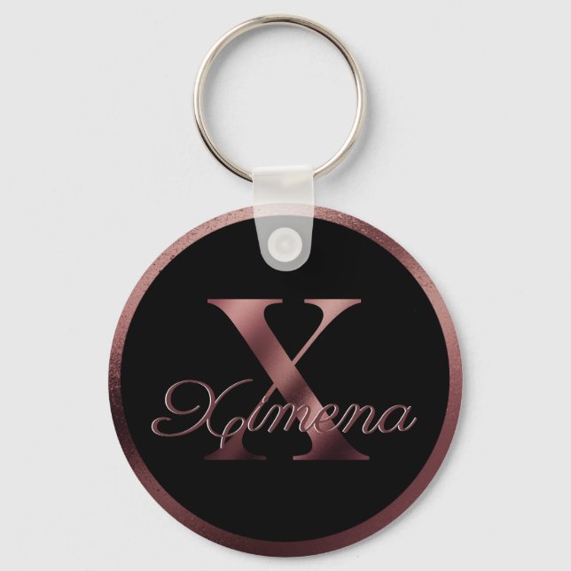 Eleganter Personalisierter Rose Gold Monogram Lett Schlüsselanhänger (Vorderseite)