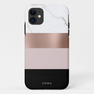 Eleganter personalisierter Rosengoldmarmor Case-Mate iPhone Hülle